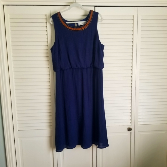 Cato navy sleevless beaded neckline dress - Picture 1 of 7